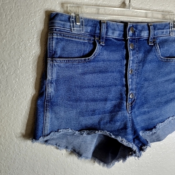 Rag & Bone High Rise Exposed Button Fly Raw Hem Denim Shorts Size 28 - Picture 2 of 7